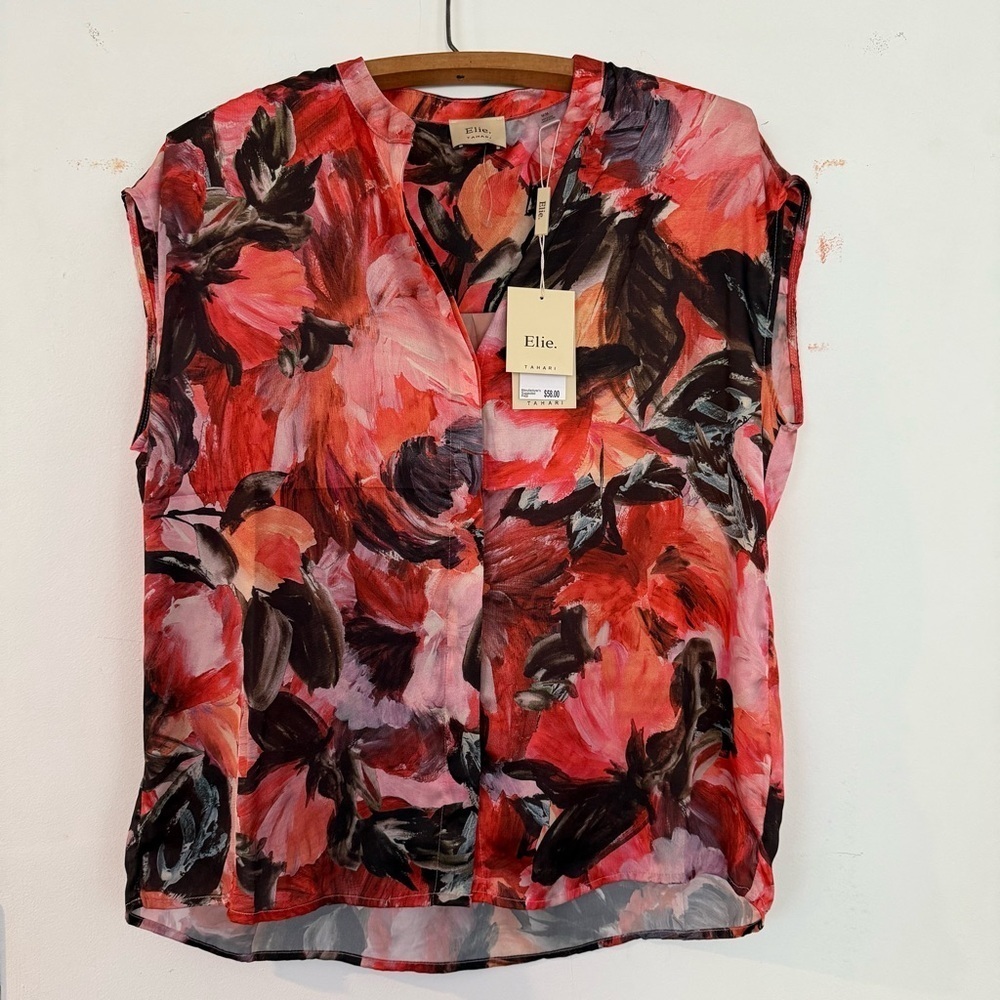 Elie Tahari Abstract Women’s Sleeveless Blouse size M NWT💕